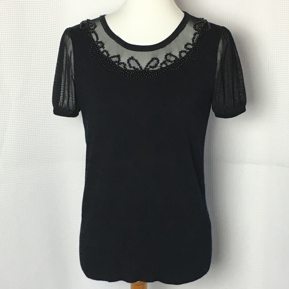 Cable & Gauge Sweaters - ⬇️$25 Cable & Gauge Mesh Embellish Bead Sweater